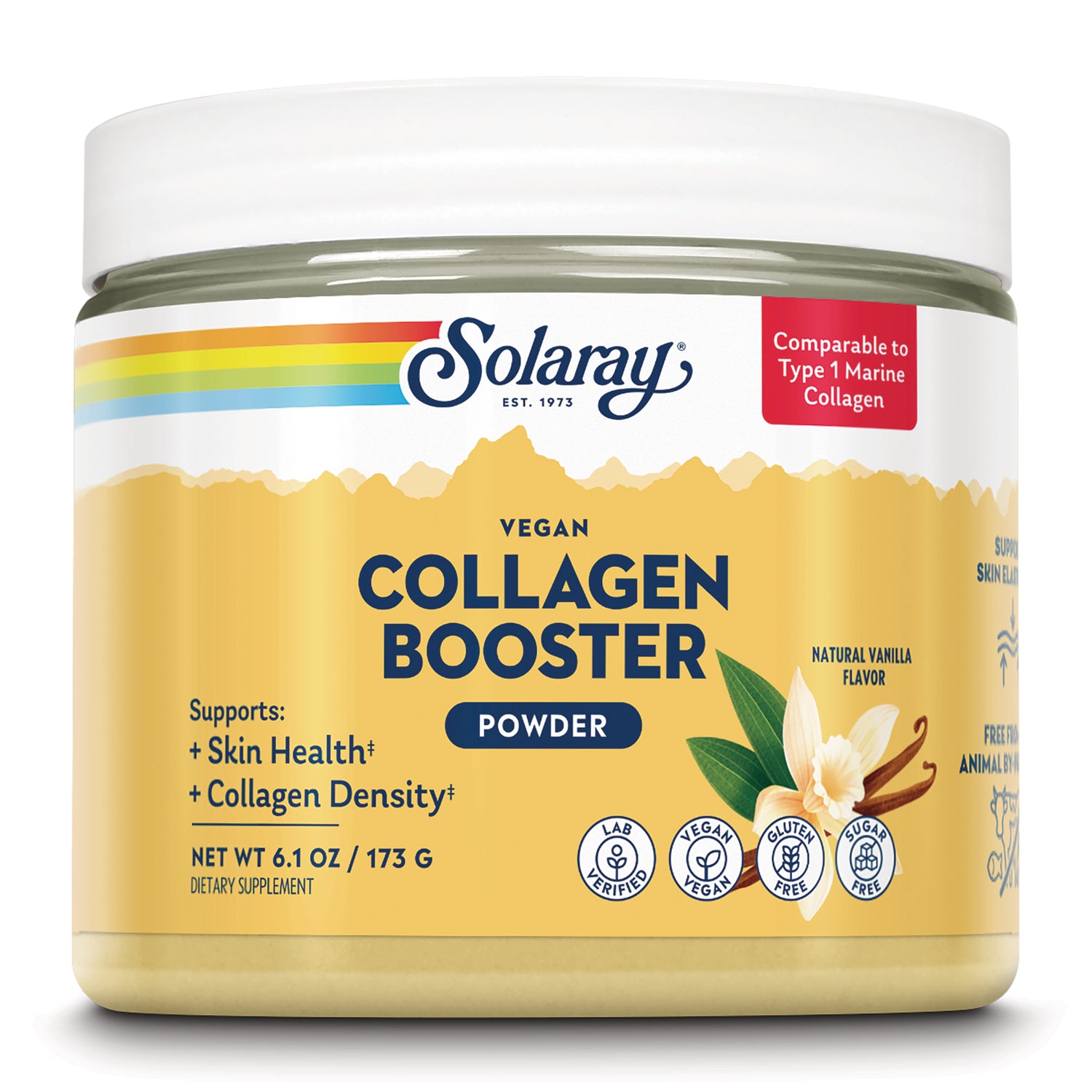 SLR542 | Solaray Vegan Collagen Booster powder, natural vanilla flavor, 6.1 oz (173 g)