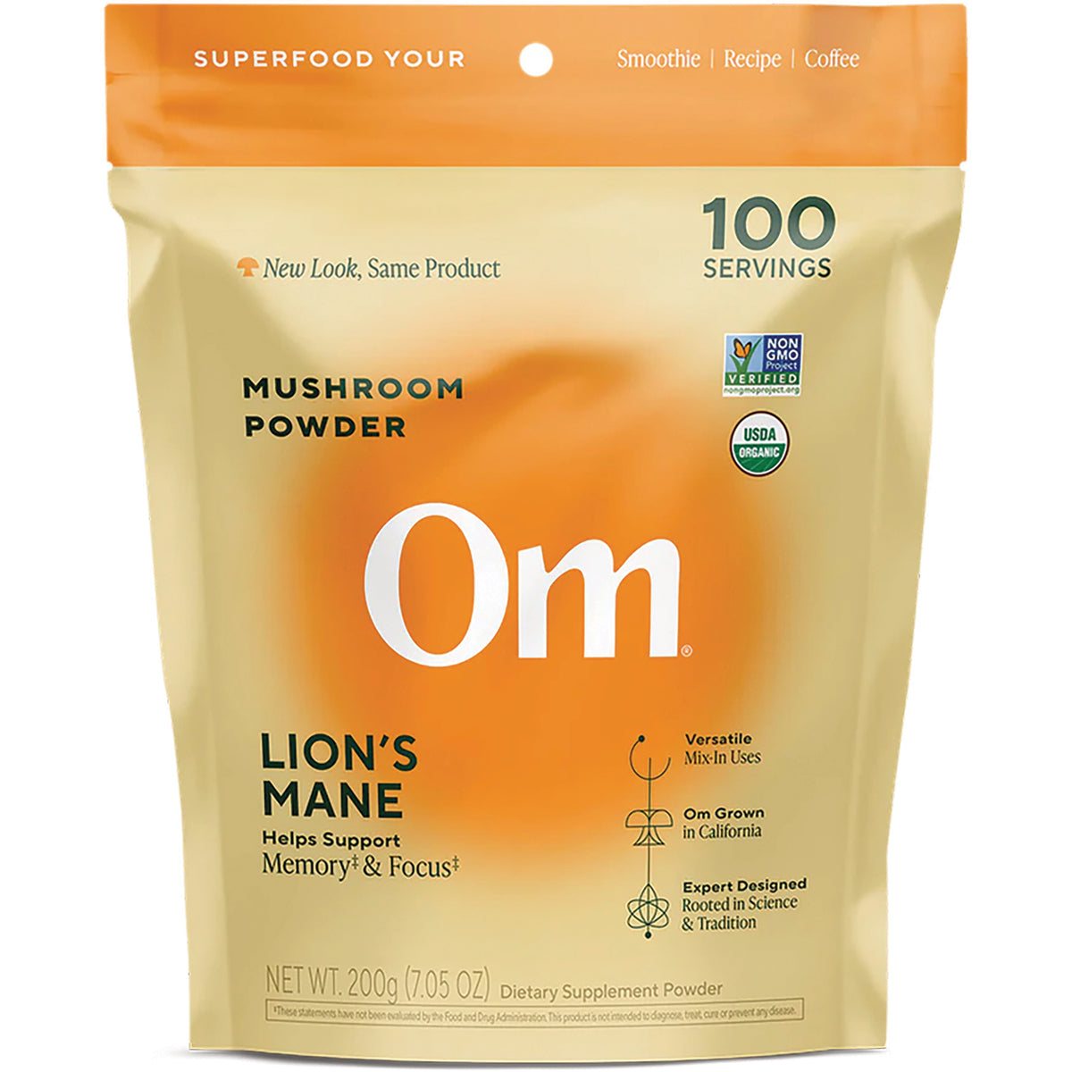MMX041 | Om Lion's Mane certified organic mushroom powder pouch, 200 g