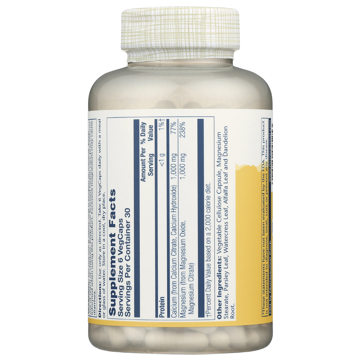 SLR280 | back label showing Supplement Facts panel, serving size, and ingredient list on a capsule bottle