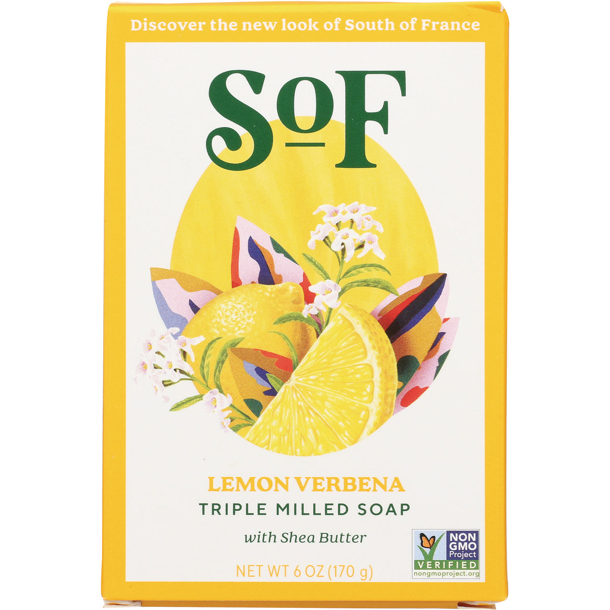 SOF014 | South of France Lemon Verbena Triple Milled Soap with Shea Butter, 6 oz, Non-GMO Project Verified