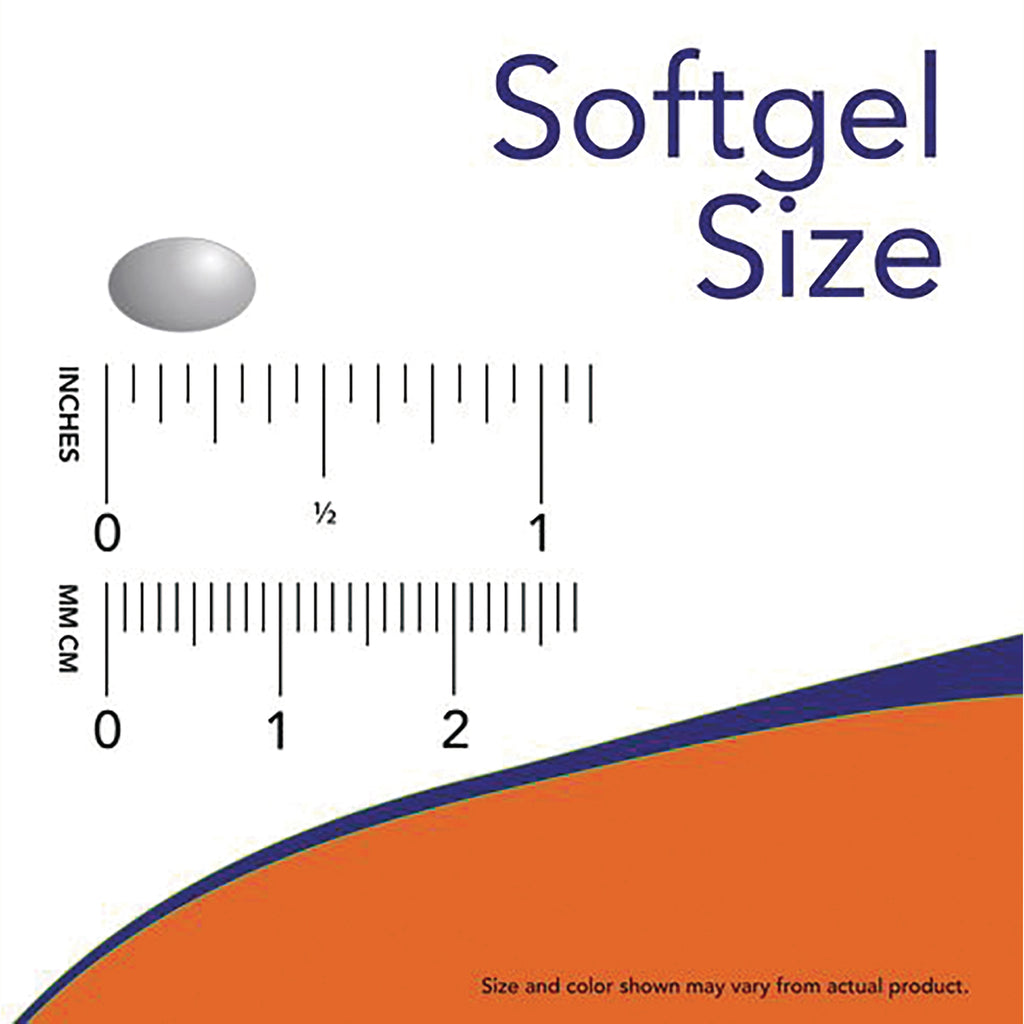 NWF514 | Softgel Size chart showing one gray softgel and inch and mm rulers - Thumbnail