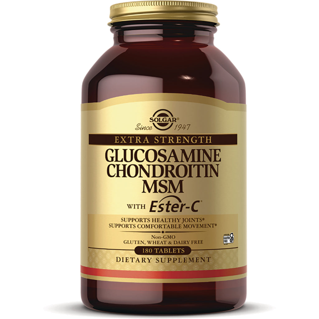 SLG316 | Solgar Extra Strength Glucosamine Chondroitin MSM with Ester-C dietary supplement bottle, 180 tablets - Thumbnail
