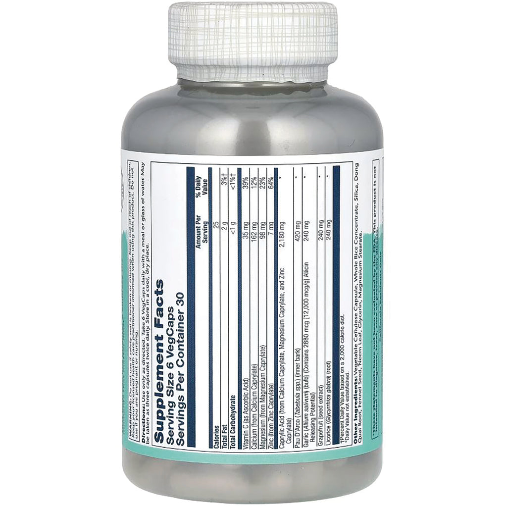 SLR271 | Supplement Facts label on bottle back, serving size 6 VegCaps, servings per container 30 - Thumbnail