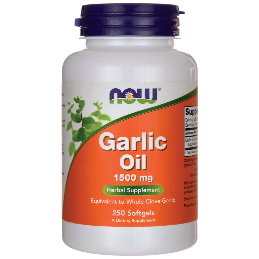 NWF1047 | NOW Garlic Oil 1500 mg herbal supplement bottle, 250 softgels - Thumbnail