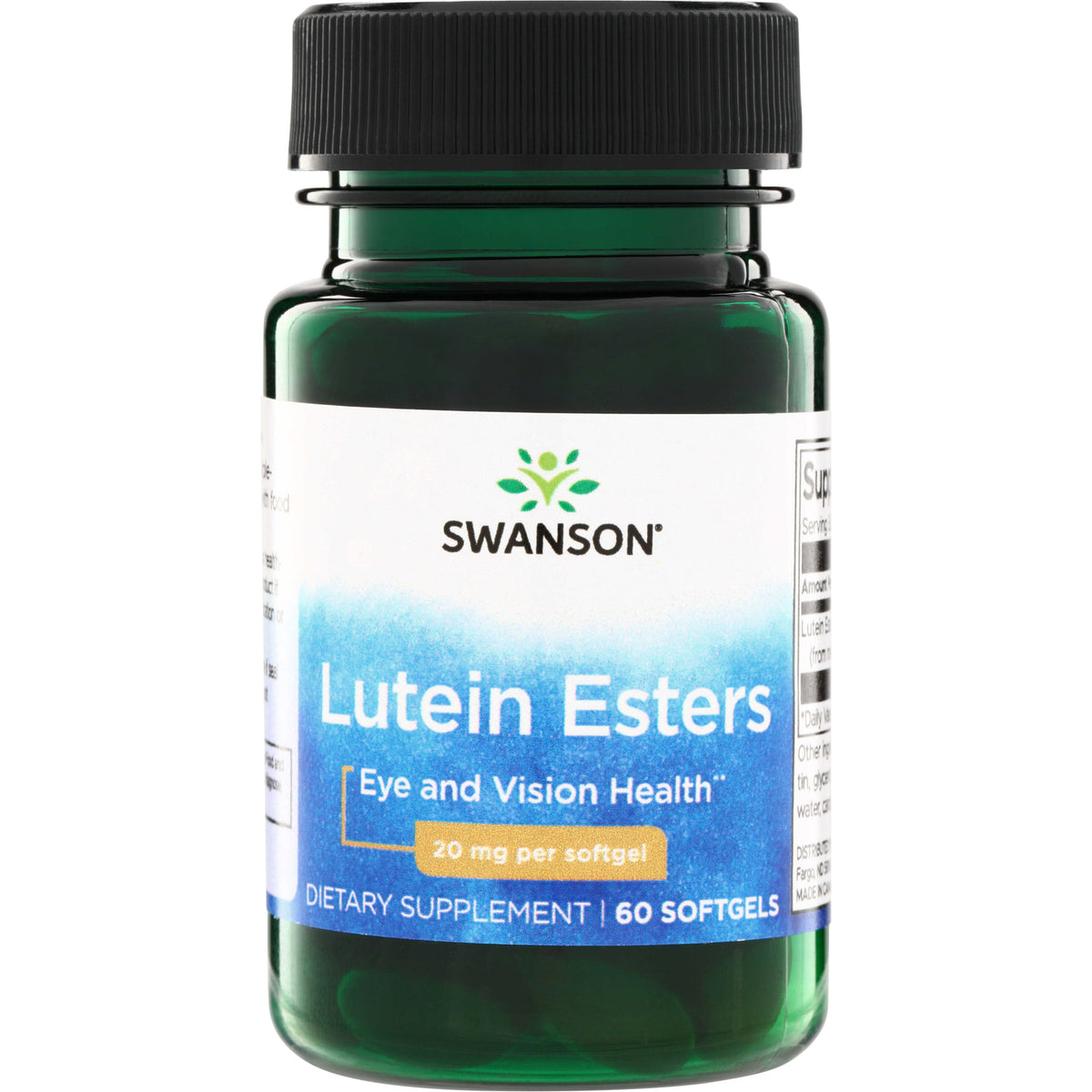 SW902 | Swanson Lutein Esters supplement bottle, Eye and Vision Health, 20 mg per softgel, 60 softgels