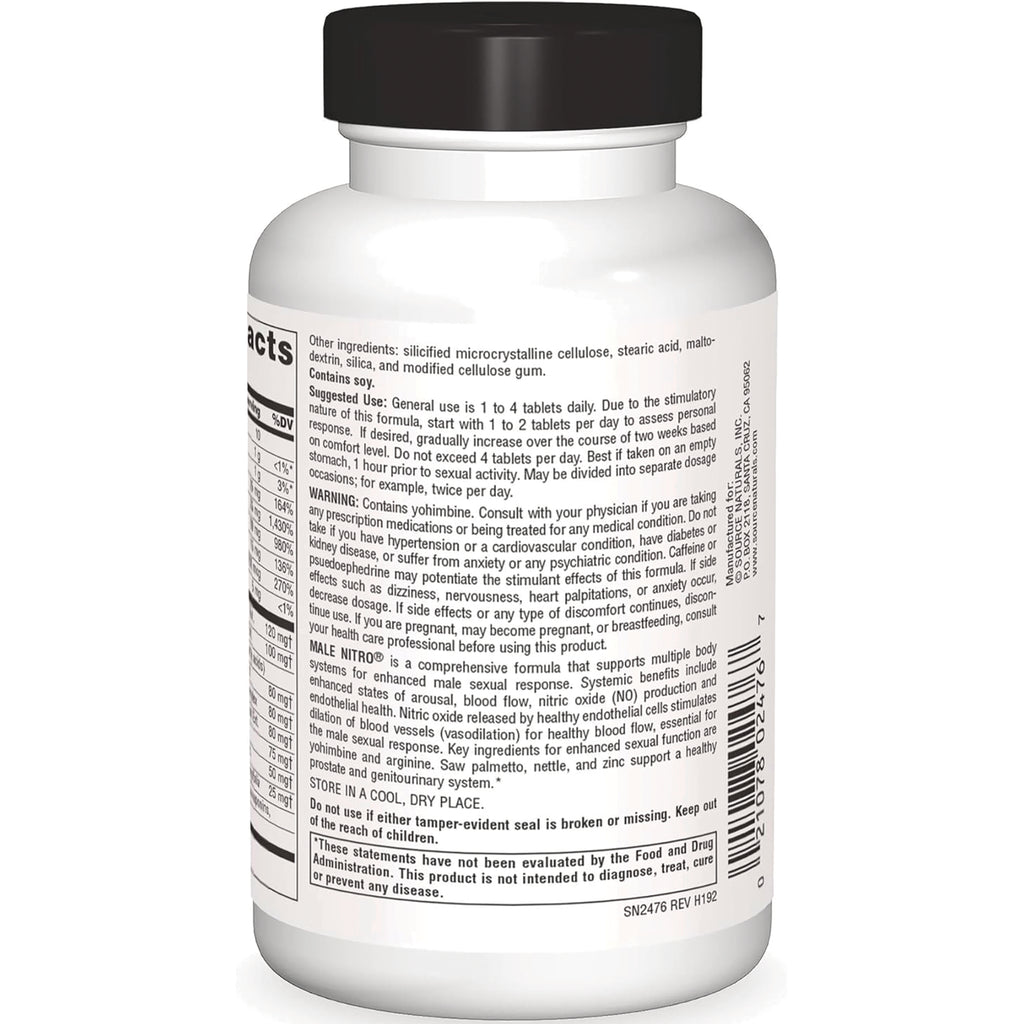 SN777 | Back label with Supplement Facts, ingredients, suggested use, and warnings - Thumbnail
