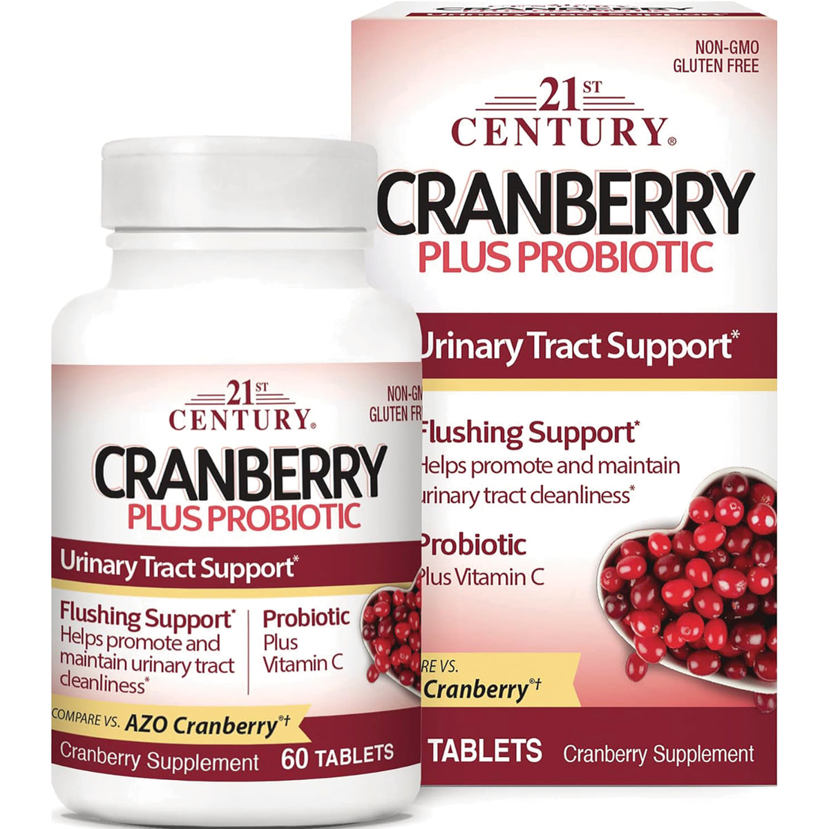 CNT271 | 21st Century Cranberry plus Probiotic bottle and box, urinary tract support, 60 tablets