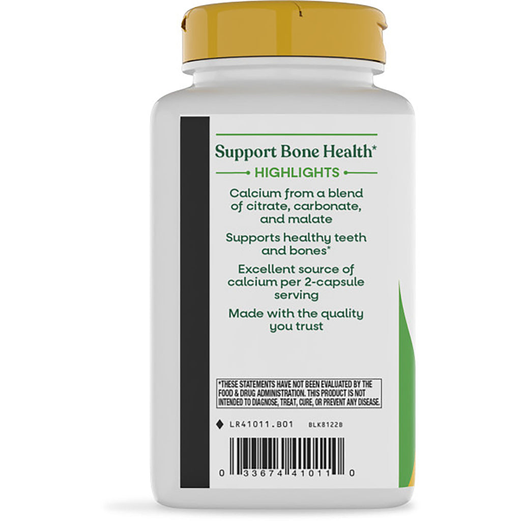NW354 | Back label of white supplement bottle reading 'Support Bone Health' highlights, barcode and yellow cap visible - Thumbnail