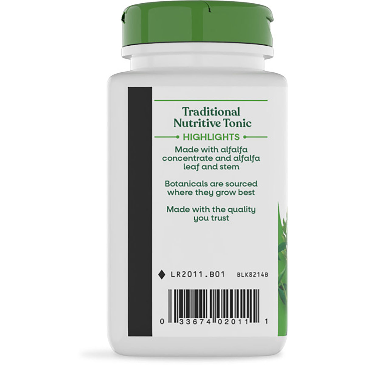 NW107 | back of white supplement bottle showing storage instructions, GLUTEN FREE statement, contact info and vegan icon
