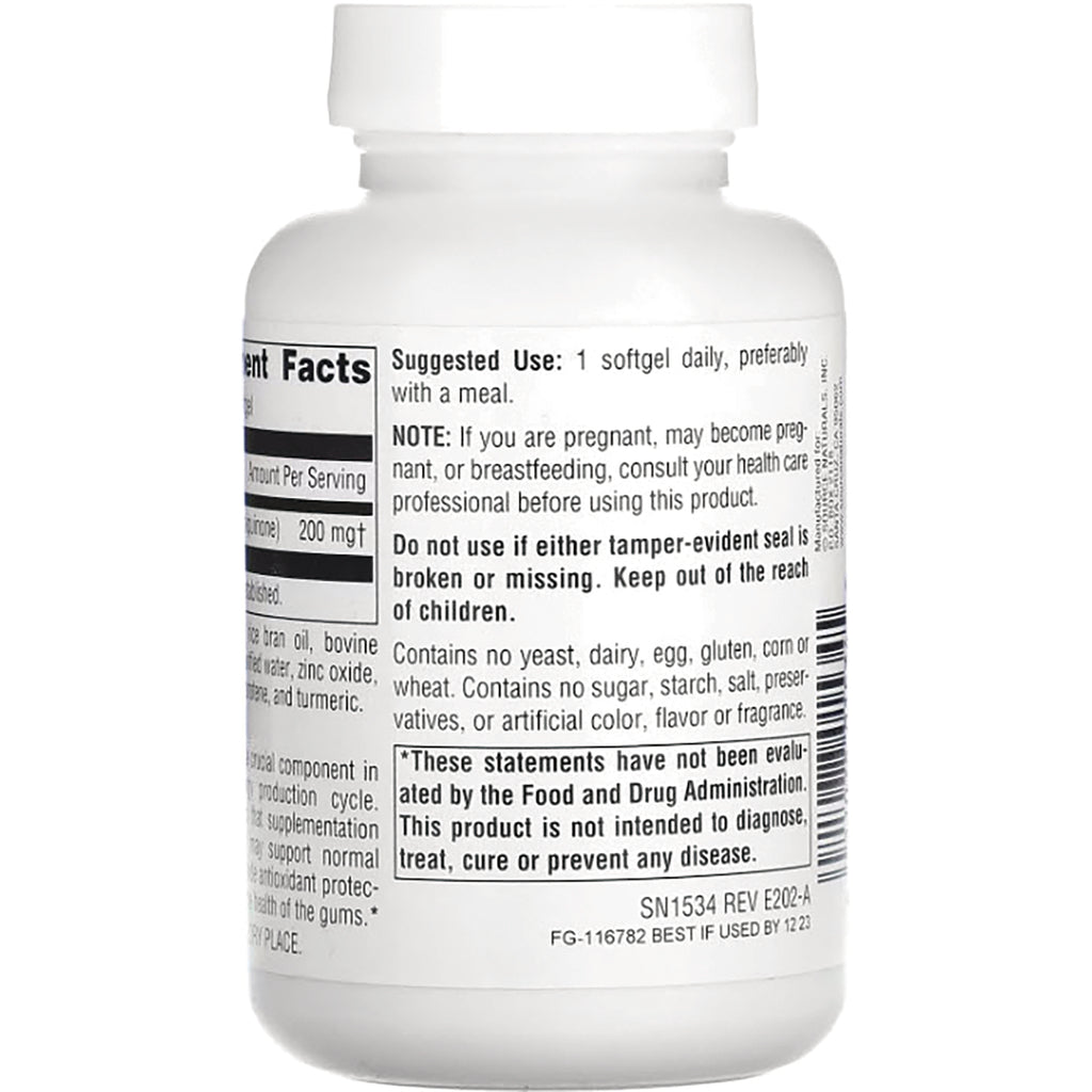 SN641 | Supplement bottle back label with Supplement Facts, suggested use, warnings, and barcode - Thumbnail