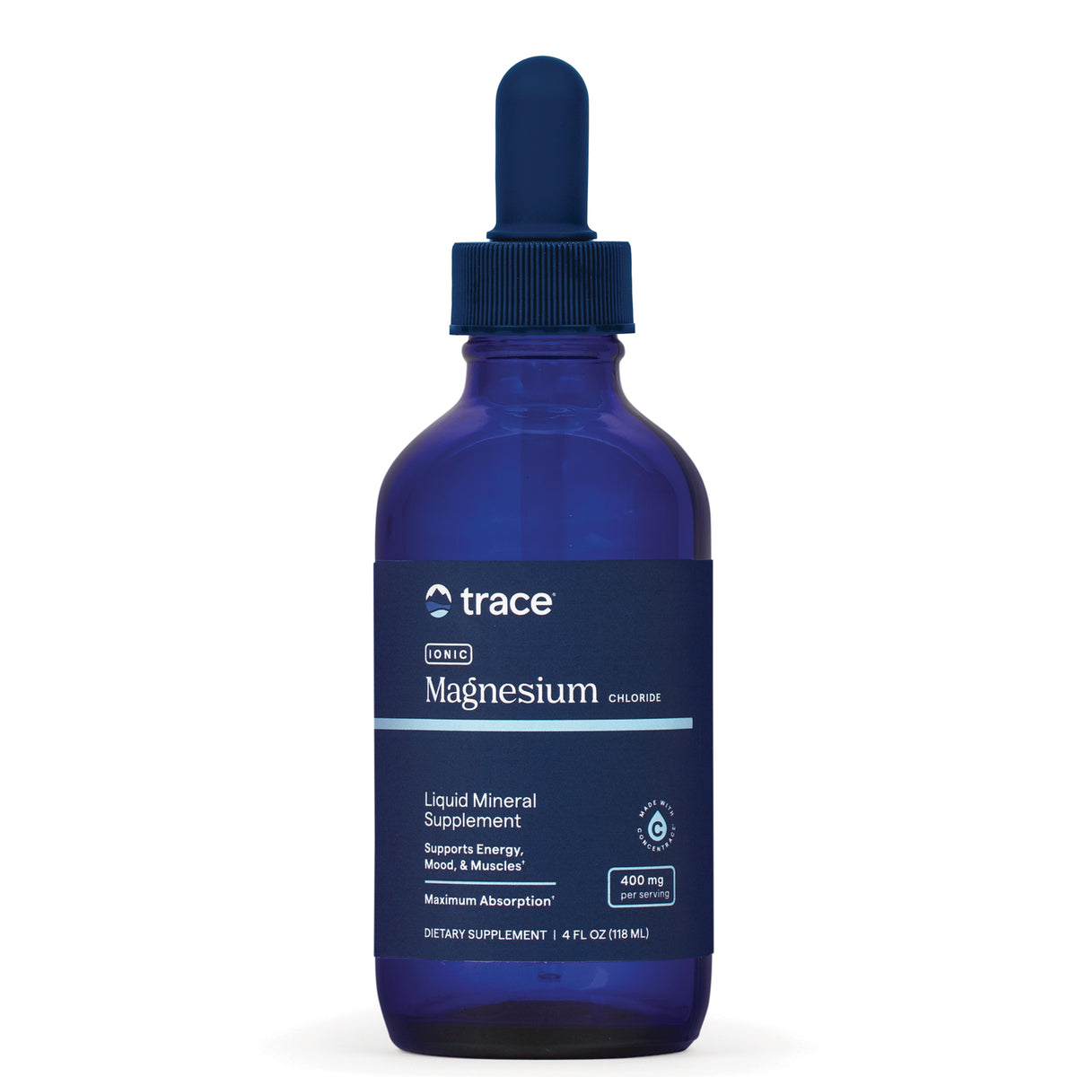 TM080 | Trace Ionic Magnesium Chloride liquid mineral supplement, 4 fl oz dropper bottle, 400 mg per serving