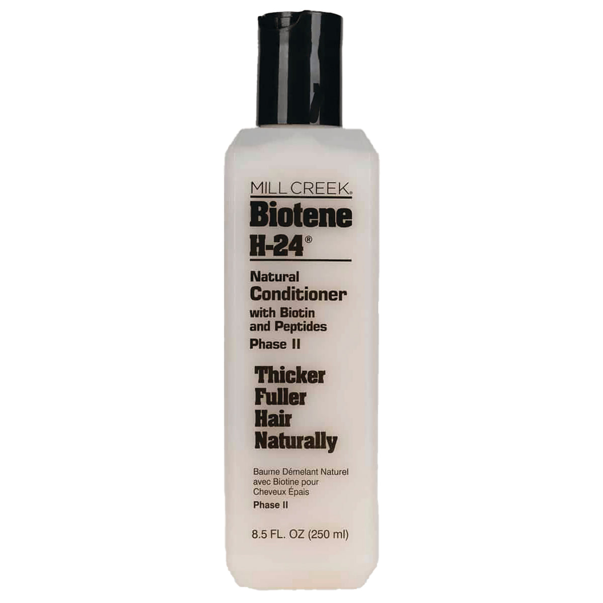 MCB005 | White bottle of Mill Creek Biotene H-24 natural conditioner 8.5 fl oz with black cap, front label visible