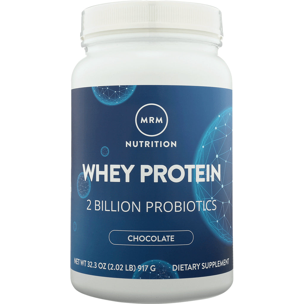 MRM005 | MRM Nutrition whey protein container front label, chocolate flavor, 2 billion probiotics - Thumbnail