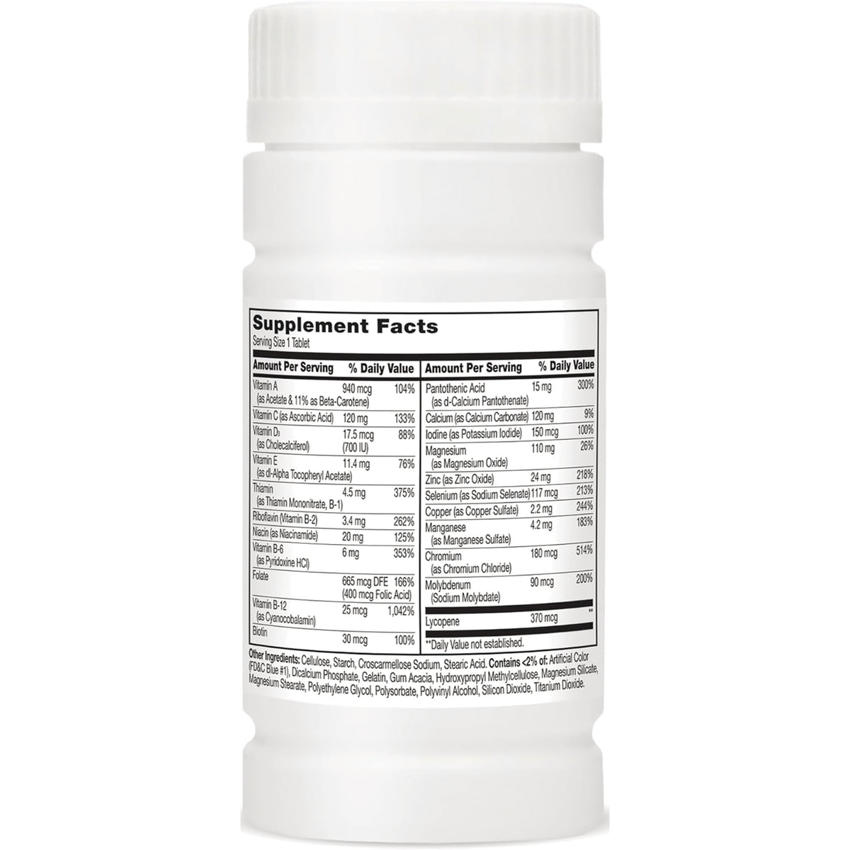 CNT220 | back label showing Supplement Facts table and ingredient list on white supplement bottle