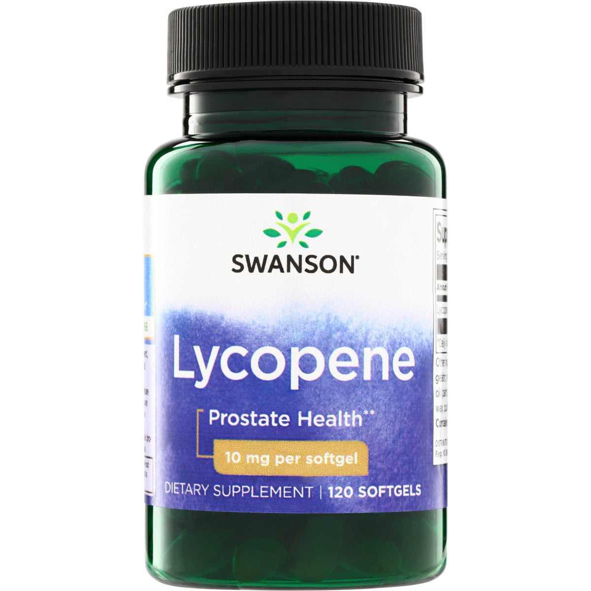 SW906 | Swanson Lycopene dietary supplement bottle, Prostate Health, 10 mg per softgel, 120 softgels