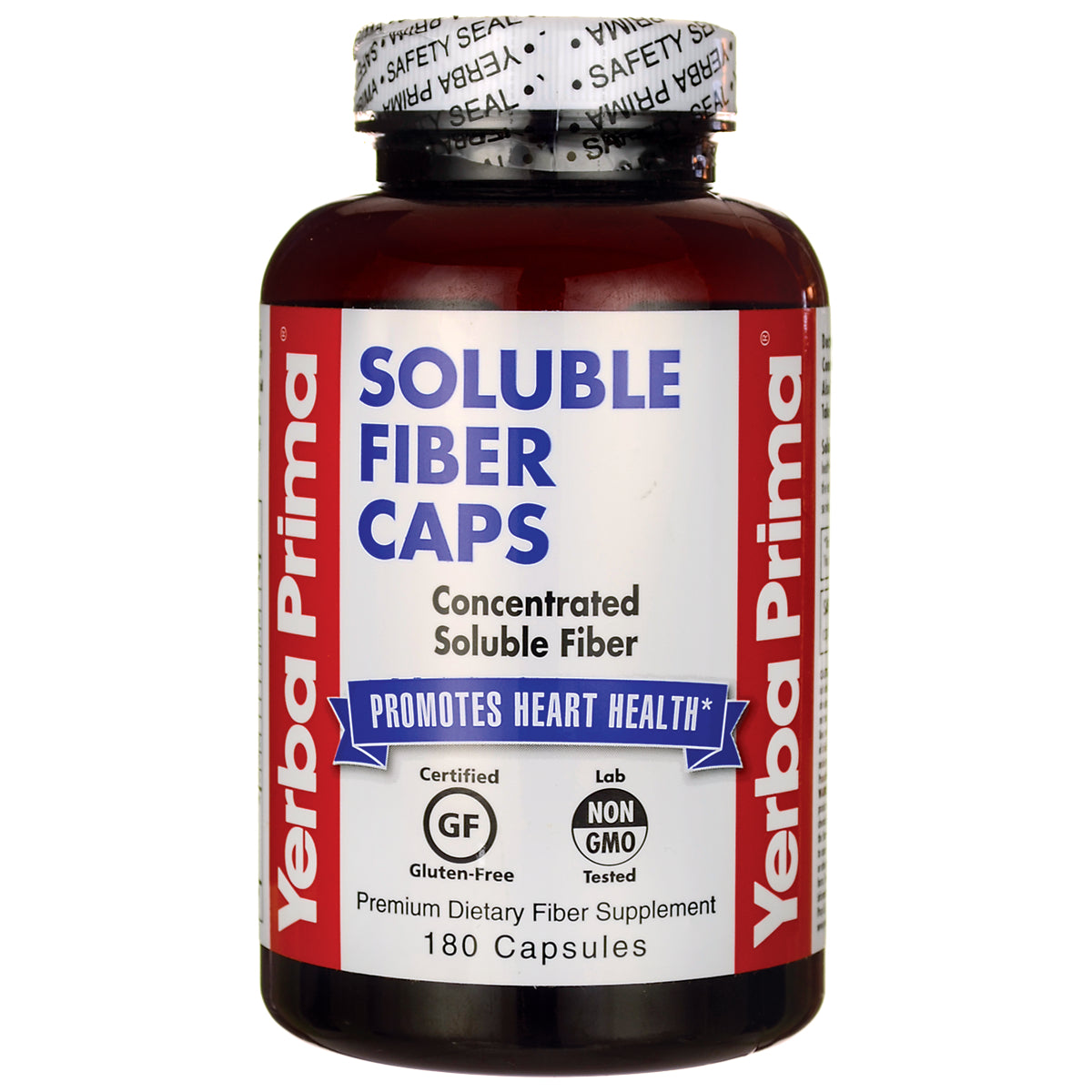 YP019 | Yerba Prima Soluble Fiber Caps, 180 capsules; concentrated soluble fiber; promotes heart health; gluten-free; non-GMO