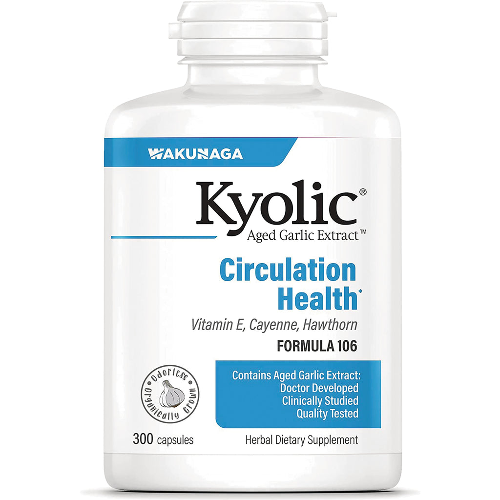 KY081 | Kyolic Aged Garlic Extract Circulation Health bottle showing Formula 106 label and 300 capsules - Thumbnail