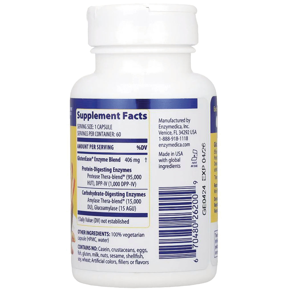 EMD012 | Back label of white supplement bottle showing Supplement Facts panel, ingredients, barcode, and manufacturer info - Thumbnail