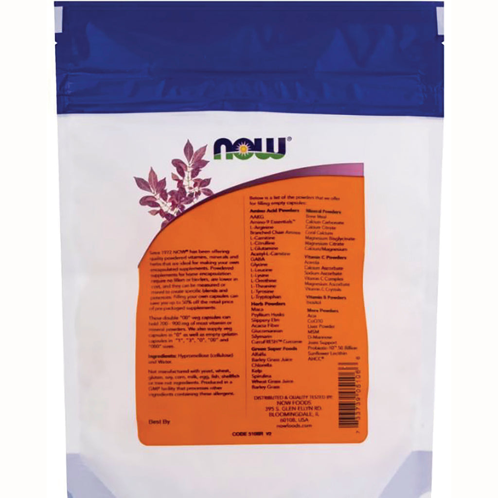 NWF1174 | Back of white and blue NOW Foods pouch with orange ingredient panel and barcode - Thumbnail