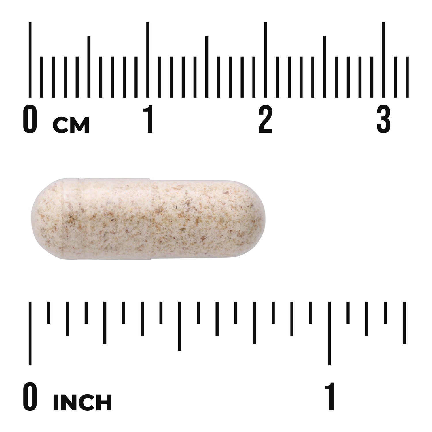 SWH252 | Beige capsule with size rulers, marked 03 cm and 01 inch