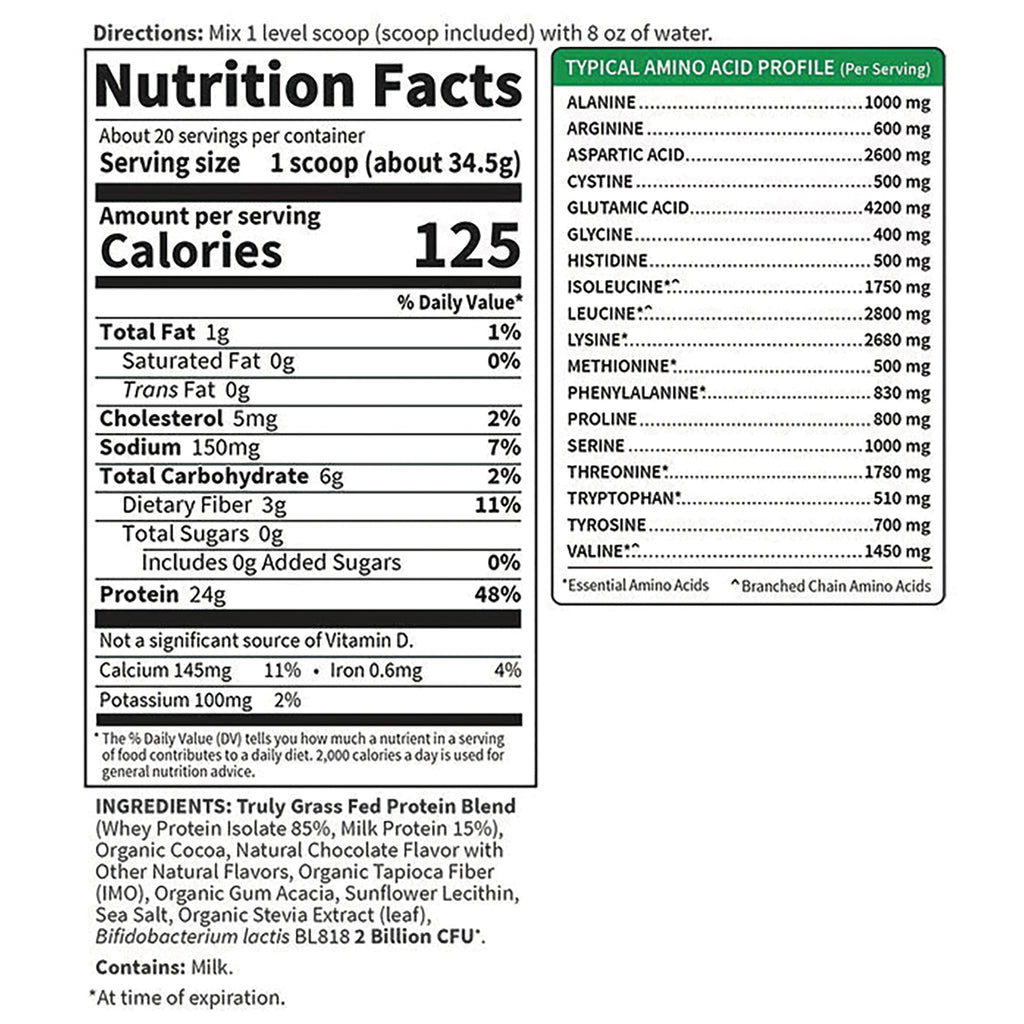 GLF229 | back label showing nutrition facts panel with 125 calories, 24g protein, and ingredient list - Thumbnail