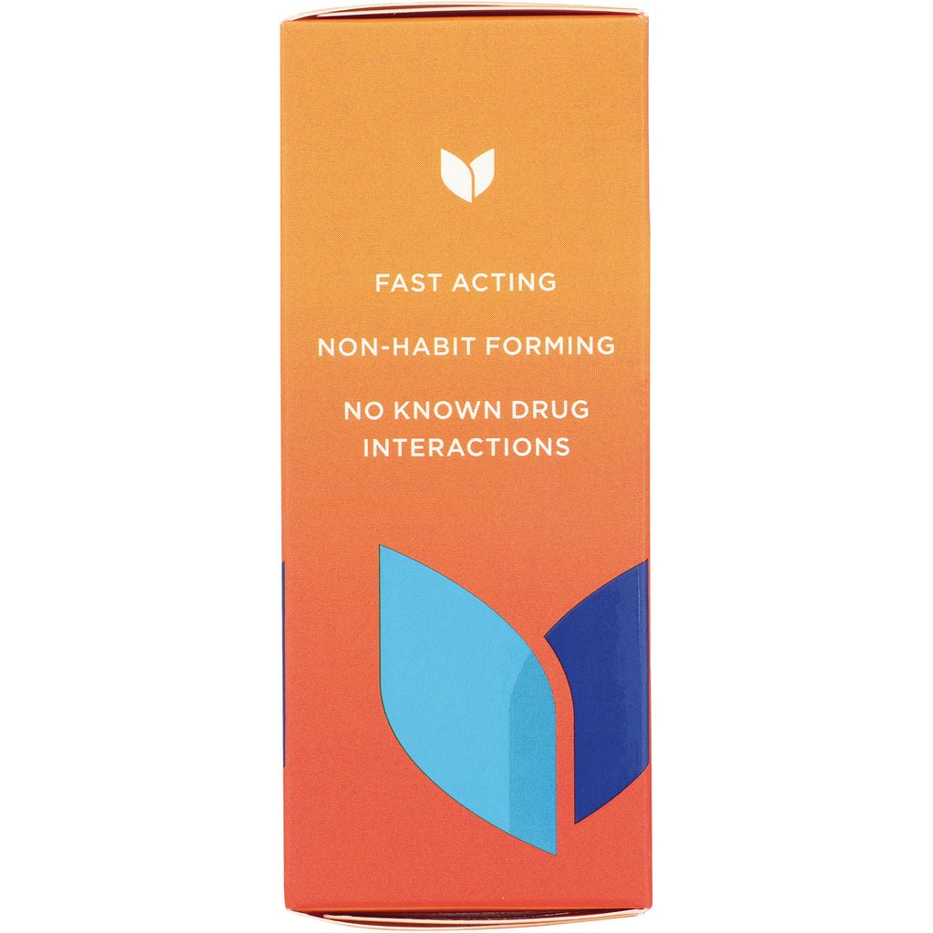 HY257 | Back of orange gradient box with leaf logo and text FAST ACTING; NON-HABIT FORMING; NO KNOWN DRUG INTERACTIONS - Thumbnail