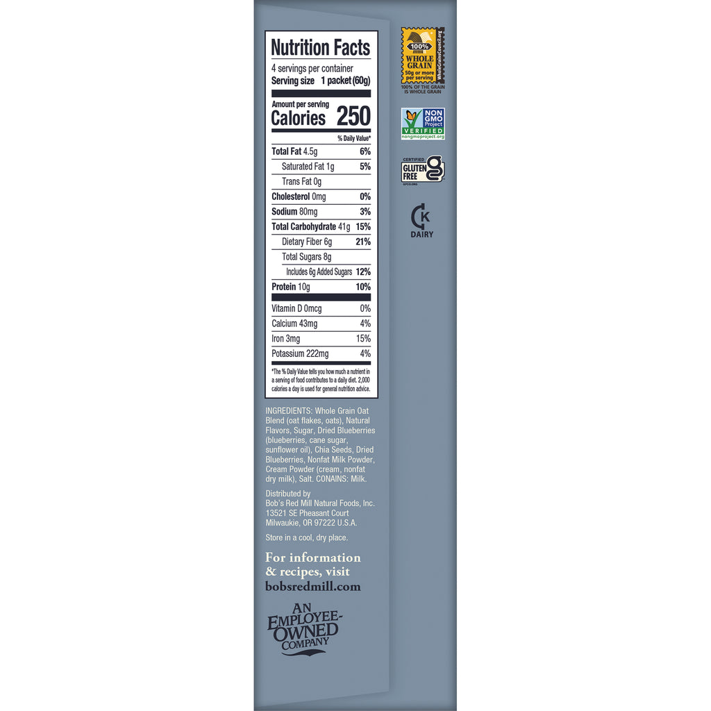 BOB487 | back panel showing Nutrition Facts, ingredients list, certifications and bobsredmill.com information - Thumbnail
