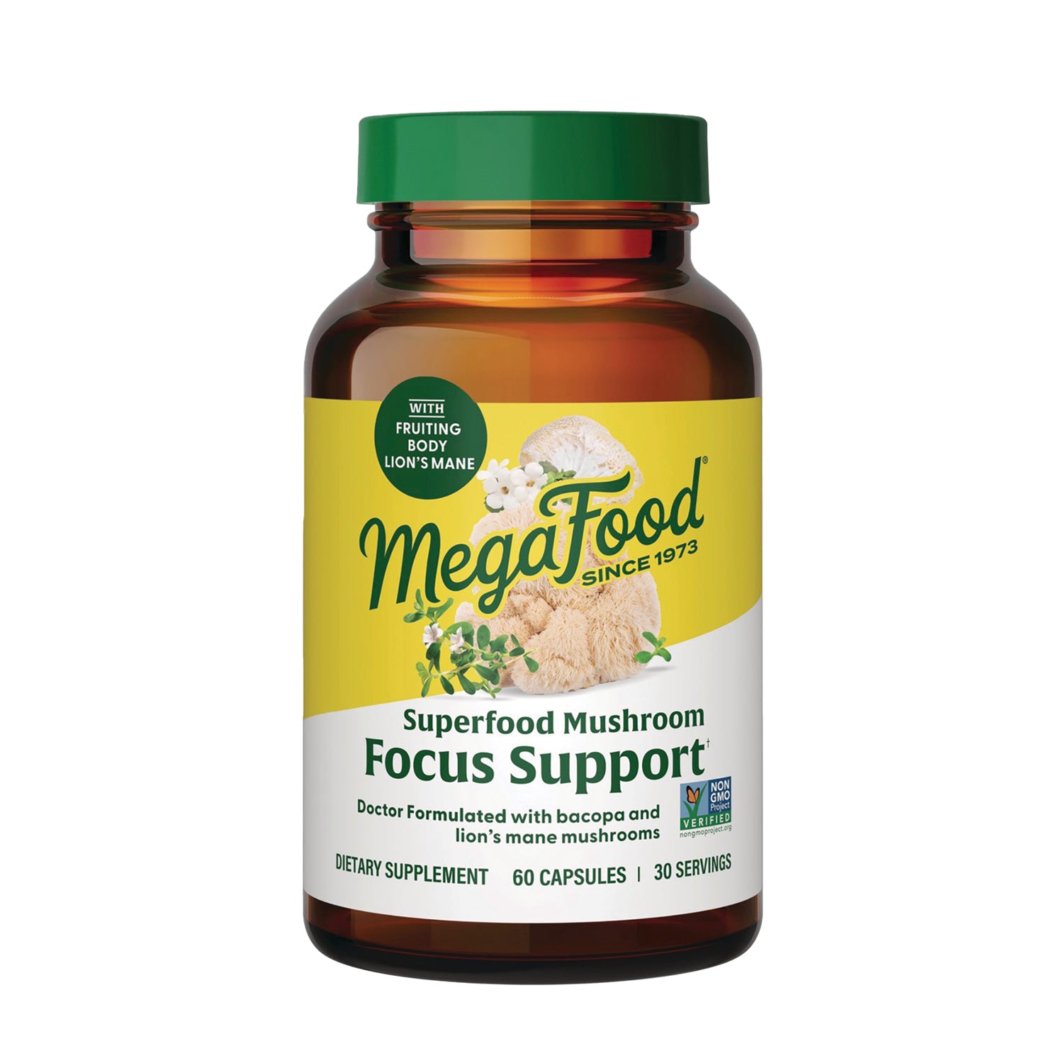 MGF137 | MegaFood Superfood Mushroom Focus Support bottle, 60 capsules dietary supplement