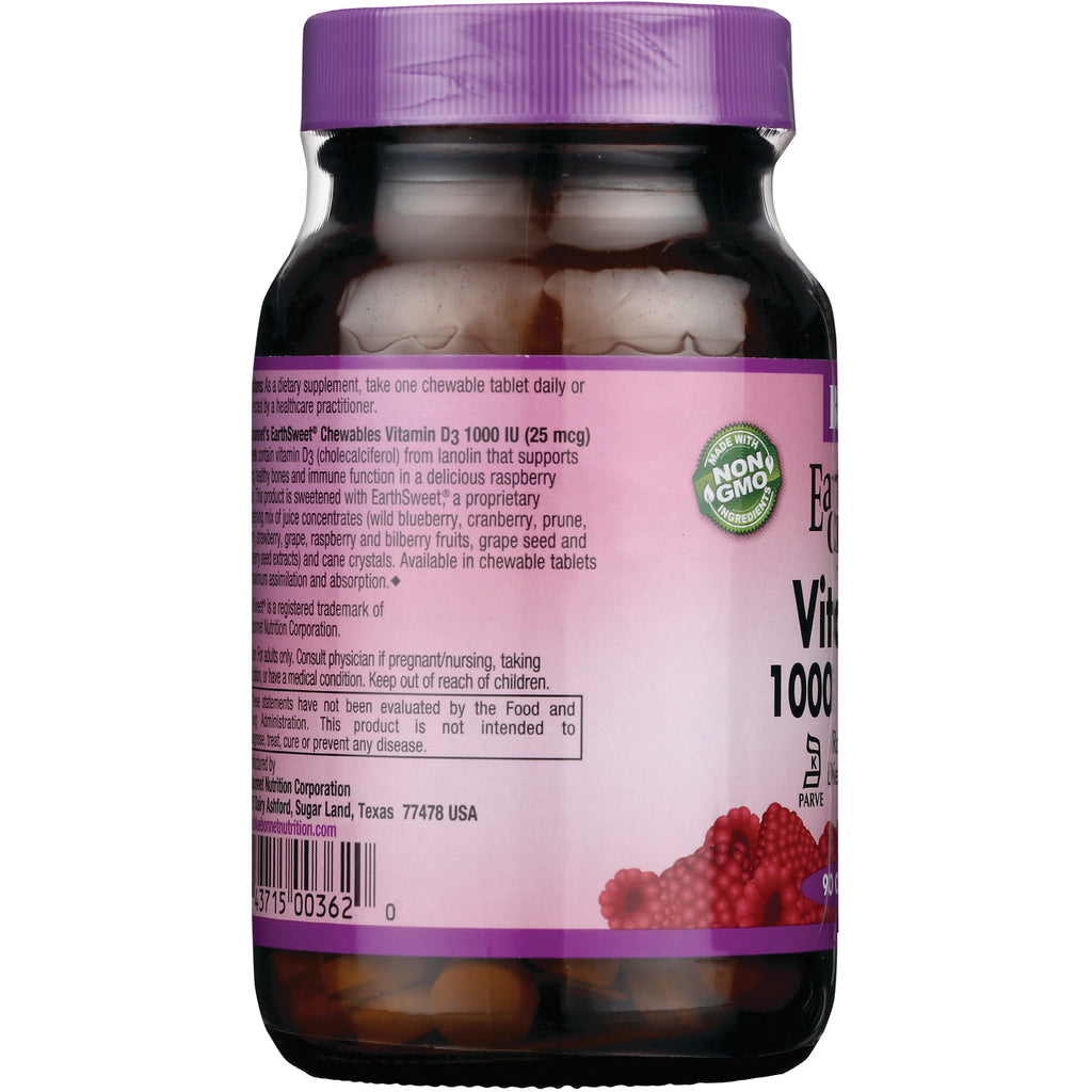 BLU076 | Back label showing supplement facts and ingredient text, non-GMO badge and raspberry graphic - Thumbnail