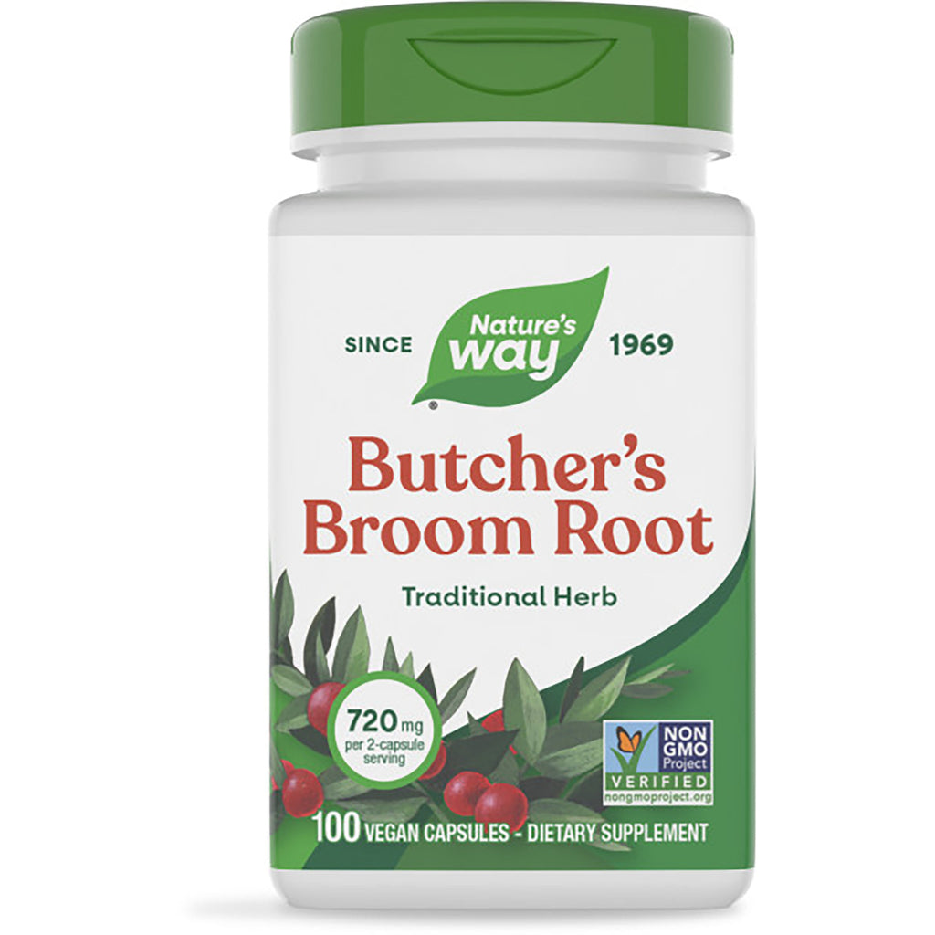 NW257 | Nature's Way Butcher's Broom Root dietary supplement bottle front label 100 vegan capsules - Thumbnail