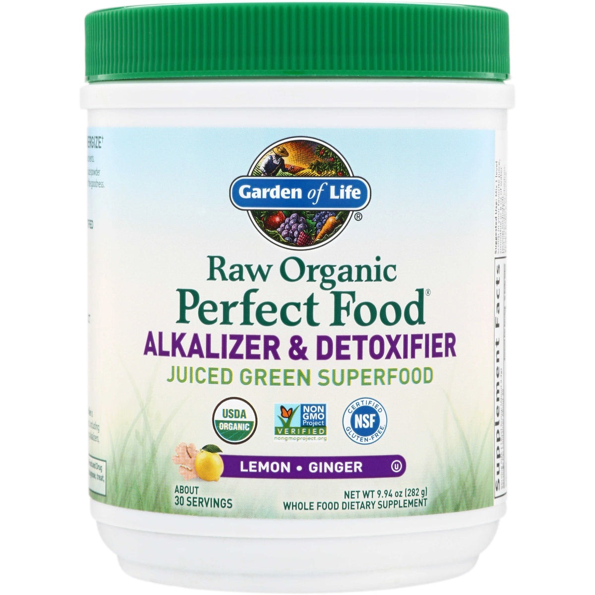 GLF169 | Garden of Life Raw Organic Perfect Food Alkalizer & Detoxifier Juiced Green Superfood, Lemon Ginger