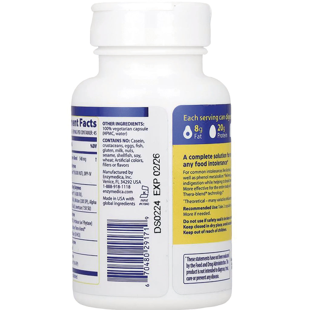 EMD049 | back label of white supplement bottle showing ingredient list, barcode, expiry code and nutrition callouts - Thumbnail