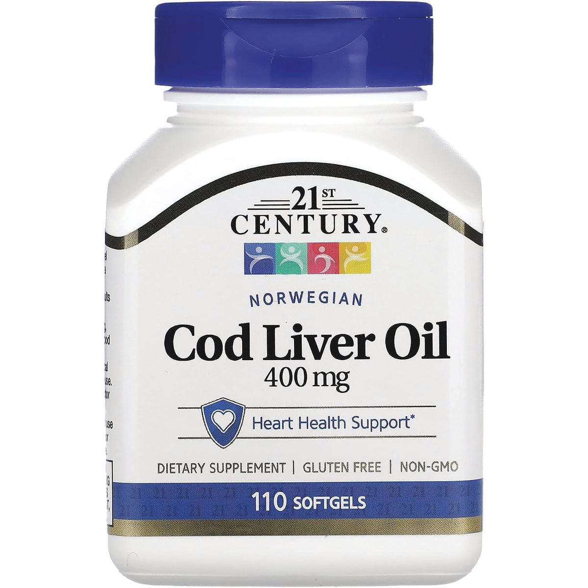 CNT111 | 21st Century Norwegian Cod Liver Oil 400 mg bottle, 110 softgels, heart health support