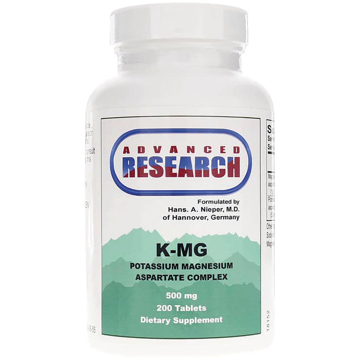 ADR020 | Advanced Research K-MG potassium magnesium aspartate complex 500 mg, 200 tablets dietary supplement