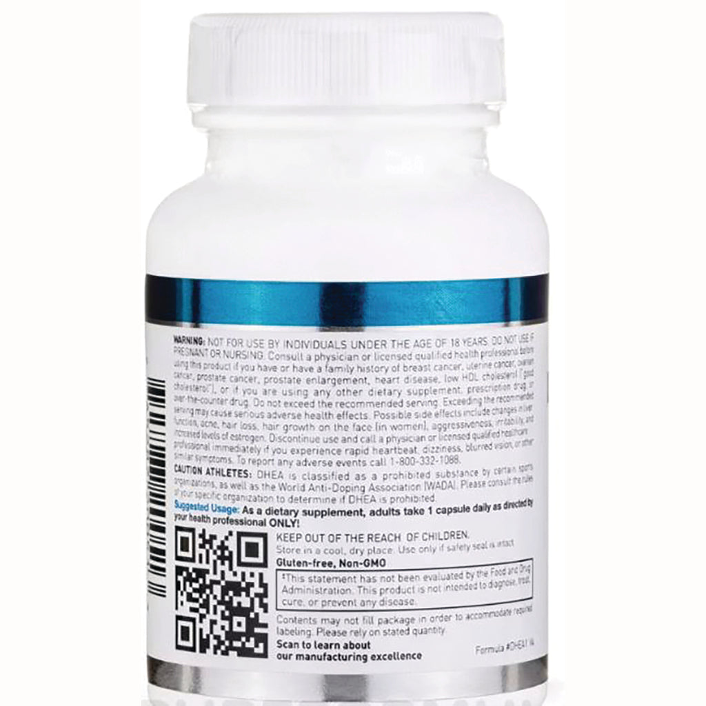 DGL020 | back label of white supplement bottle showing warnings, suggested use, QR code and barcode - Thumbnail