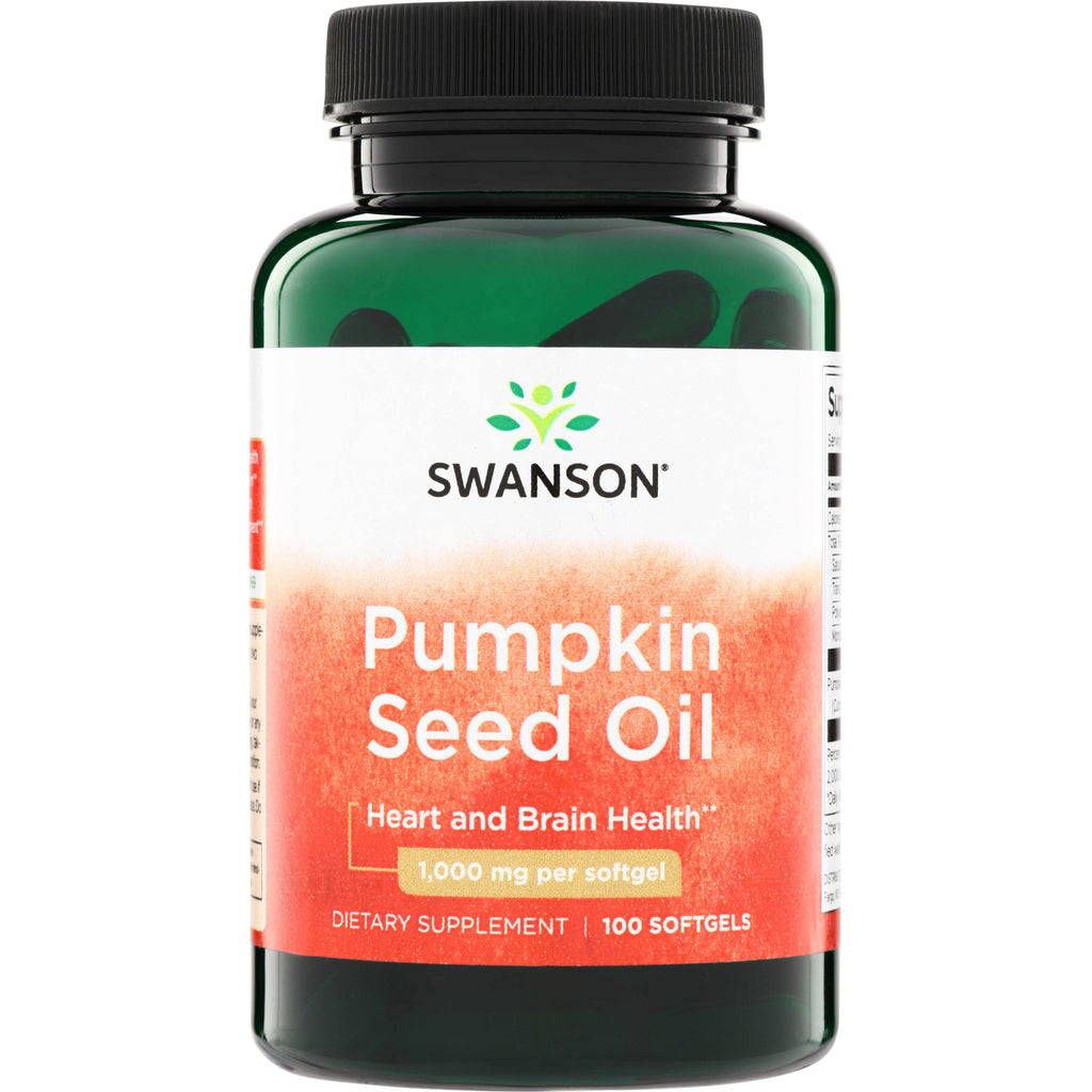 SW364 | Swanson Pumpkin Seed Oil dietary supplement, 1,000 mg per softgel, bottle of 100 softgels, Heart and Brain Health - Thumbnail