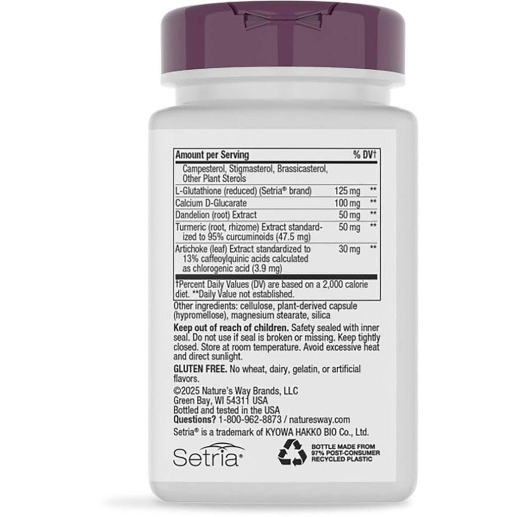 ET335 | Back label of supplement bottle showing liver support claims, ingredient highlights, and barcode - Thumbnail