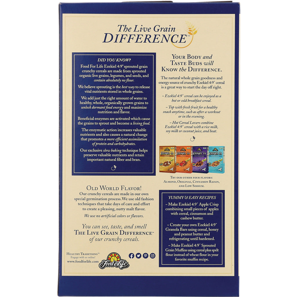 FFL003 | back panel of cereal box showing product infographic, text blocks, recipes and small flavor images - Thumbnail
