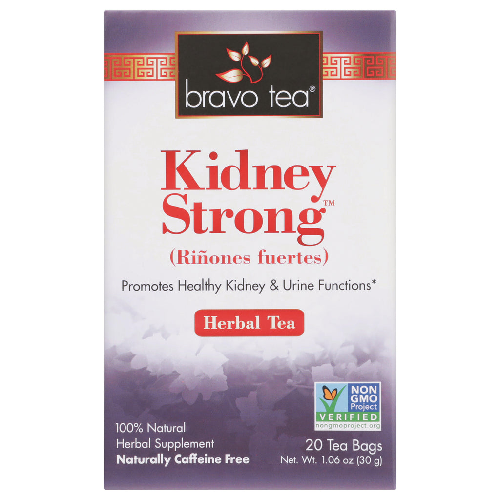 BVT007 | Bravo Tea Kidney Strong herbal tea box front, 20 tea bags, Non-GMO Verified, naturally caffeine free - Thumbnail