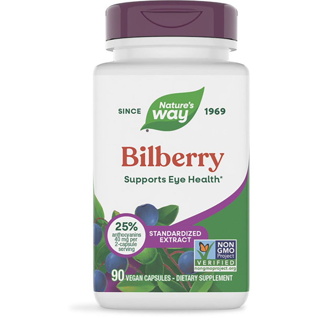 NW513 | Nature's Way Bilberry premium extract bottle, 90 vegan capsules, supports eye health - Thumbnail