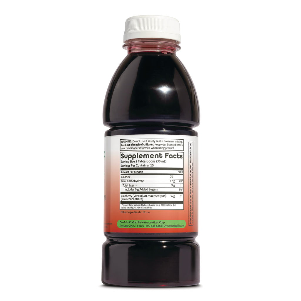 DYH057 | Back of dark bottle showing supplement facts label and cranberry ingredient listing - Thumbnail