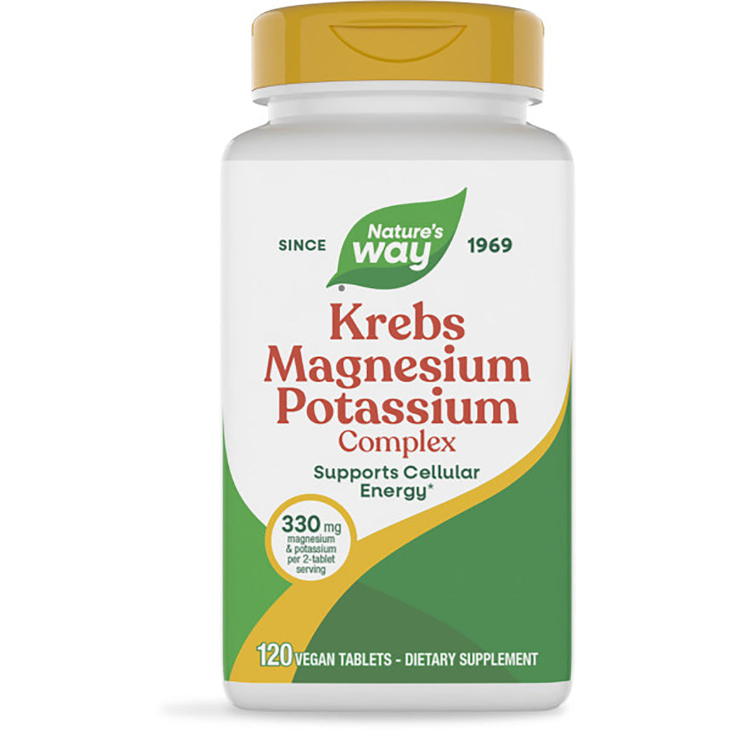 ET134 | Nature's Way Krebs Magnesium Potassium Complex bottle with green label, 120 vegan tablets - Thumbnail