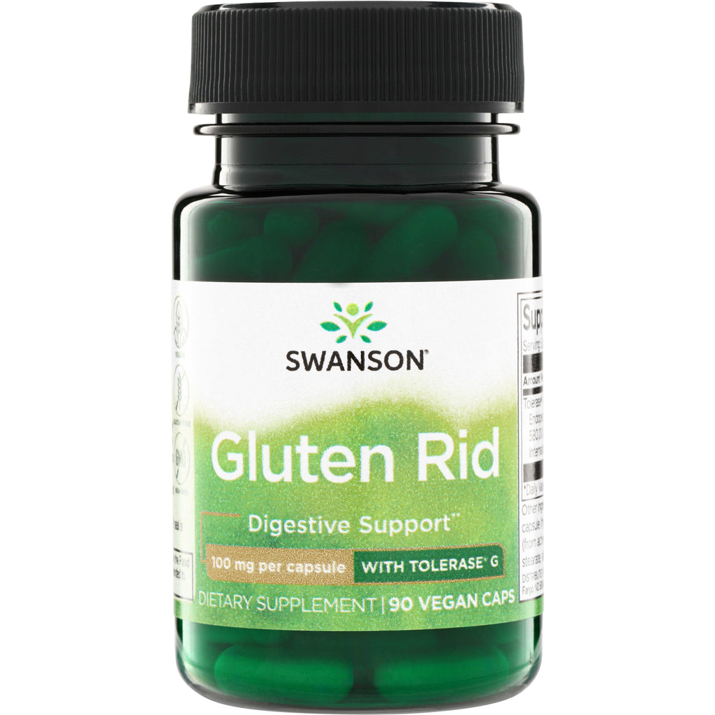 SWU962 | Swanson Gluten Rid digestive support, 90 vegan caps, 100 mg per capsule with Tolerase G - Thumbnail