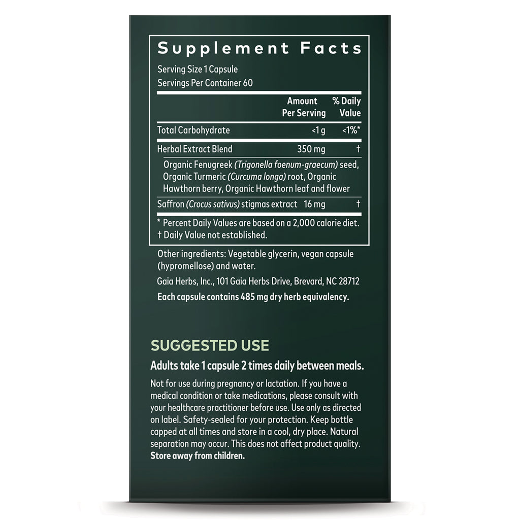 GH175 | Back label showing Supplement Facts panel, ingredients, and suggested use for herbal capsules - Thumbnail