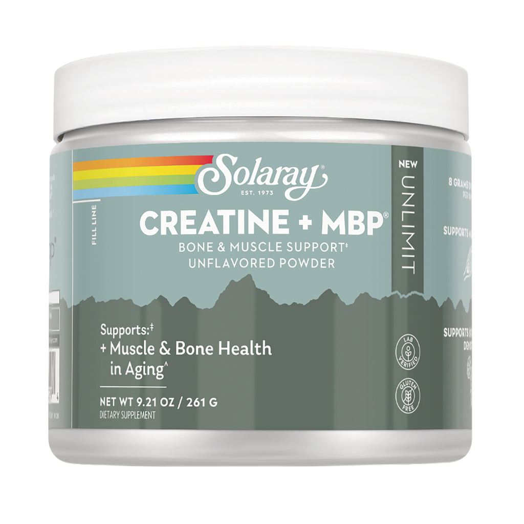 SLR550 | Solaray Creatine + MBP unflavored powder supplement jar - Thumbnail