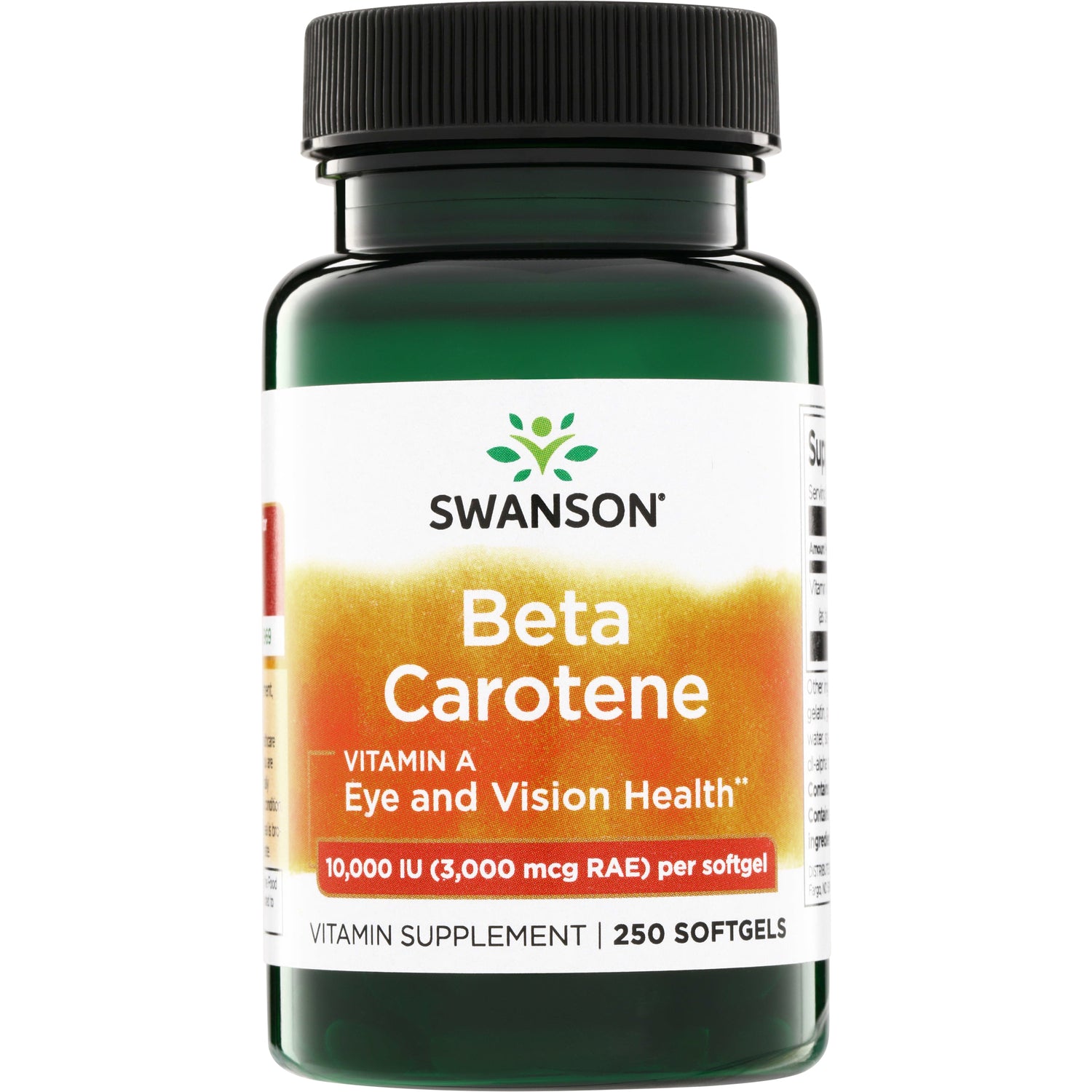 SW010 | Swanson Beta Carotene, Vitamin A for Eye and Vision Health, 10,000 IU (3,000 mcg RAE) per softgel, 250 softgels