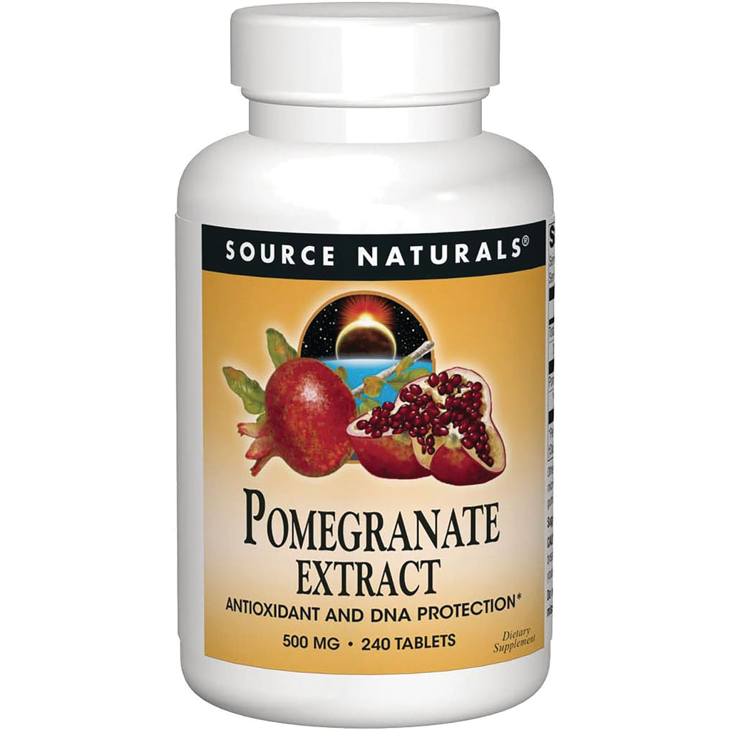 SN824 | Source Naturals Pomegranate Extract 500 mg, 240 tablets bottle front label - Thumbnail
