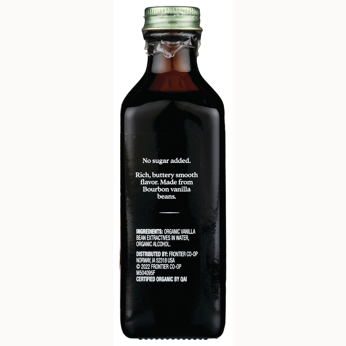 SMP025 | Back of tall dark glass bottle reading No sugar added, product description and ingredients label