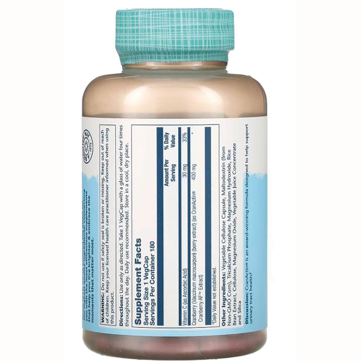 SLR195 | back of supplement bottle showing Supplement Facts panel and ingredient list