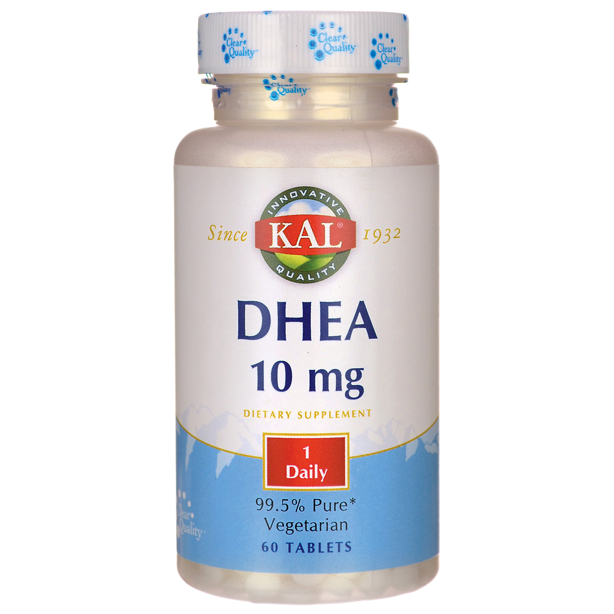 KL455 | KAL DHEA 10 mg dietary supplement bottle front label, 60 vegetarian tablets